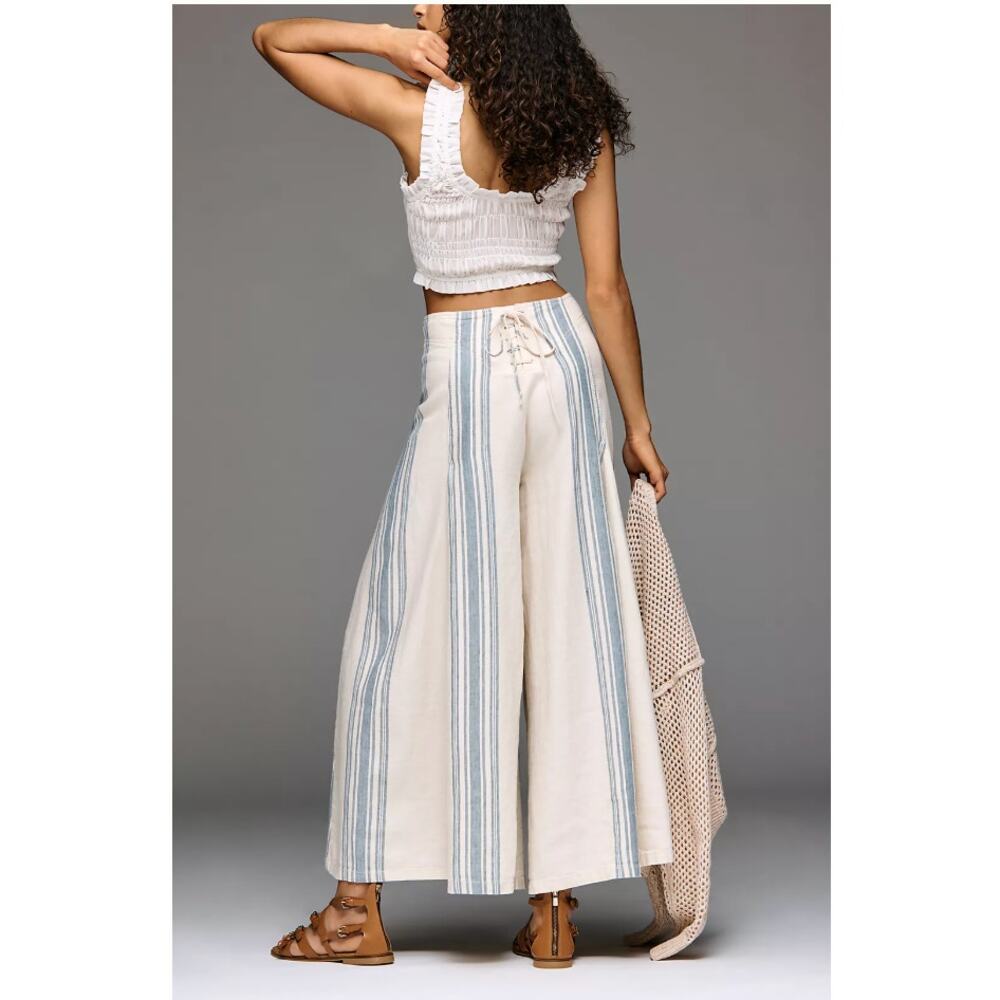 Anthropologie Pilcro Linen Cotton Skirty Sailor Pants 29 NEW - Picture 2 of 6